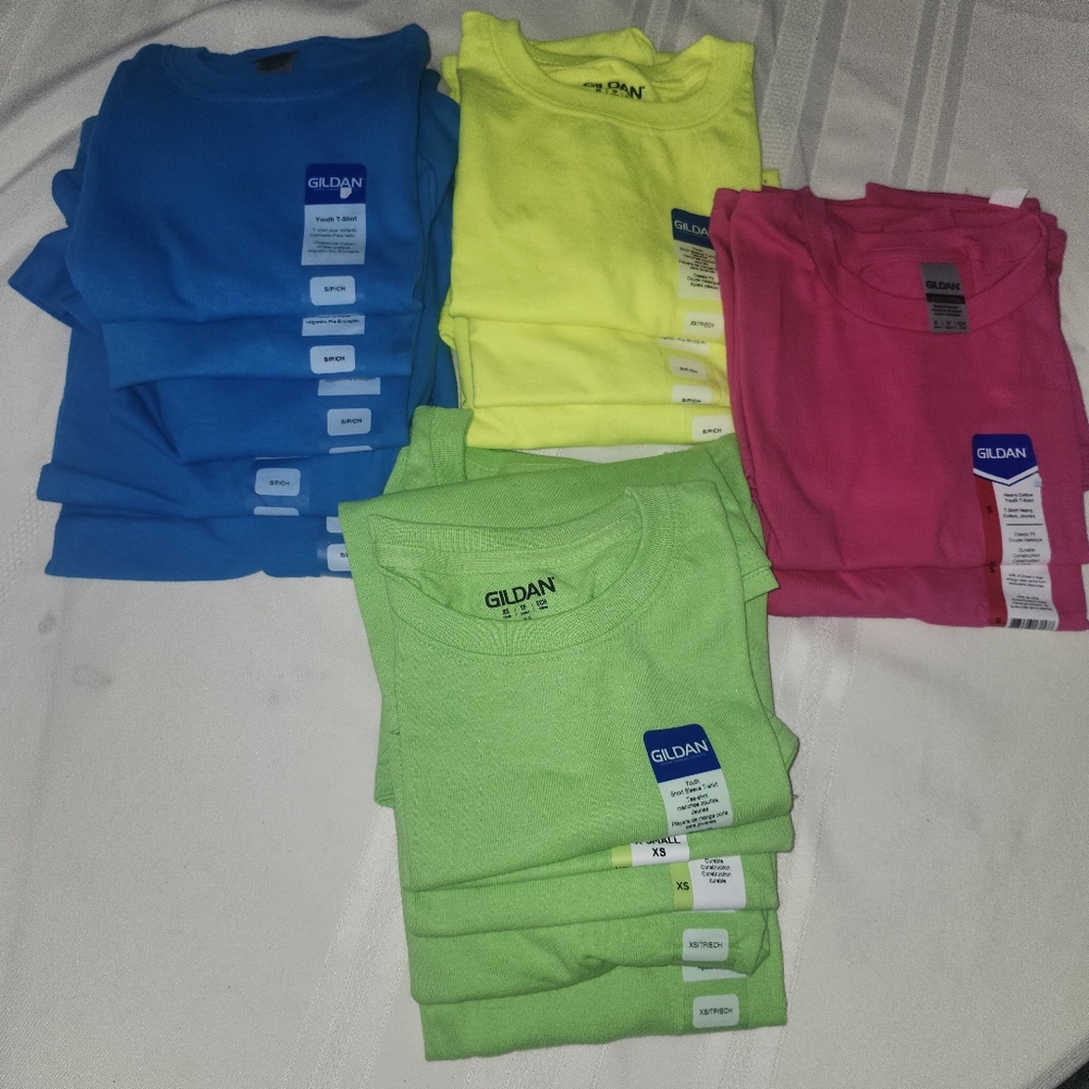 Gildan Kids' Neon & Bright Crew Neck T-Shirt Bundle